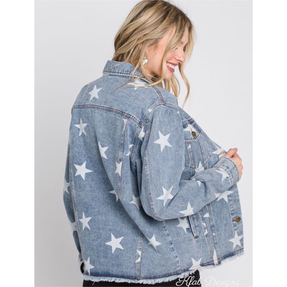 Star-Patterned Blue Jean Jacket - image 5